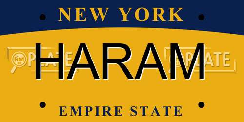 HARAM New York License Plate