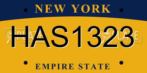 HAS1323 New York License Plate