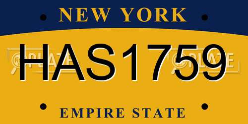 HAS1759 New York License Plate