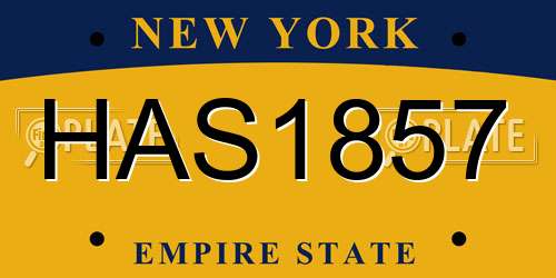 HAS1857 New York License Plate