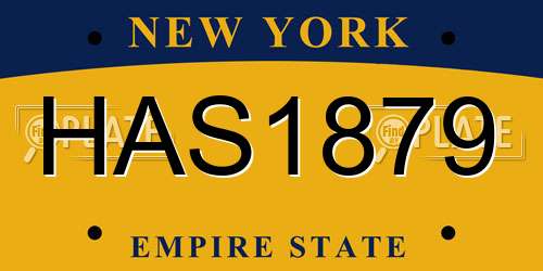 HAS1879 New York License Plate