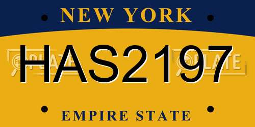 HAS2197 New York License Plate