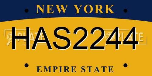 HAS2244 New York License Plate