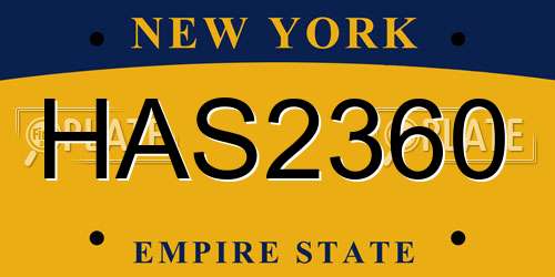 HAS2360 New York License Plate