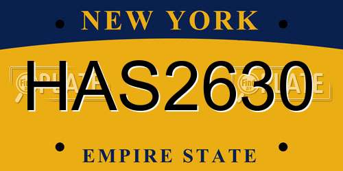 HAS2630 New York License Plate