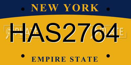HAS2764 New York License Plate