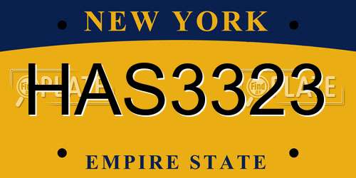 HAS3323 New York License Plate