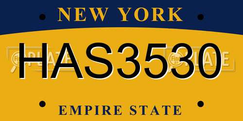 HAS3530 New York License Plate