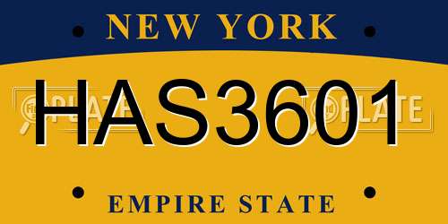 HAS3601 New York License Plate