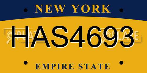 HAS4693 New York License Plate