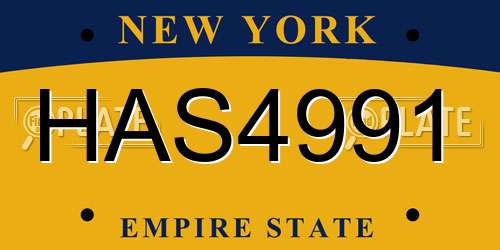 HAS4991 New York License Plate