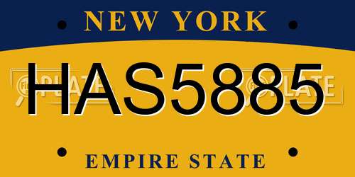 HAS5885 New York License Plate
