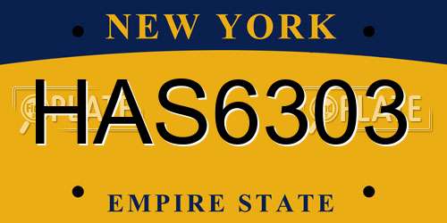 HAS6303 New York License Plate