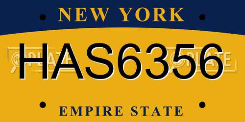 HAS6356 New York License Plate