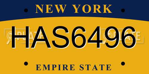 HAS6496 New York License Plate