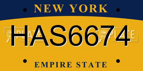 HAS6674 New York License Plate