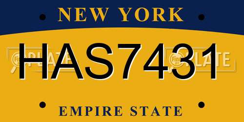 HAS7431 New York License Plate