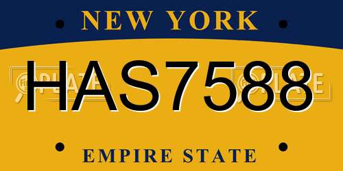 HAS7588 New York License Plate