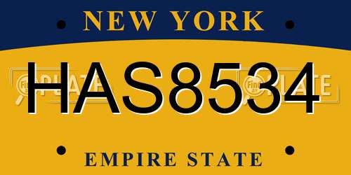 HAS8534 New York License Plate