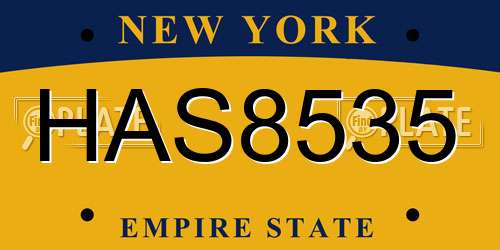 HAS8535 New York License Plate