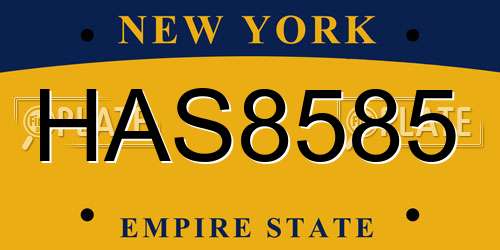 HAS8585 New York License Plate