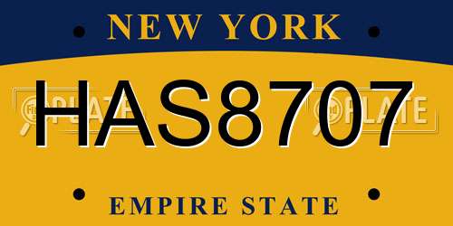 HAS8707 New York License Plate