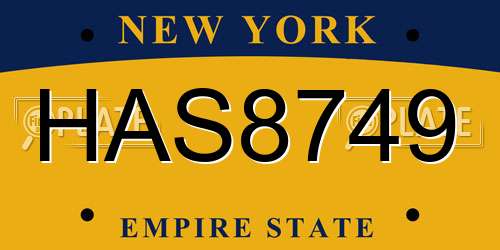 HAS8749 New York License Plate
