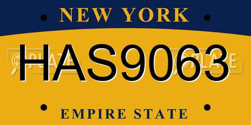 HAS9063 New York License Plate