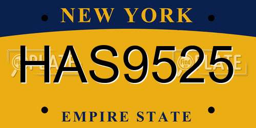 HAS9525 New York License Plate