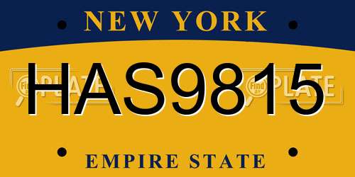 HAS9815 New York License Plate