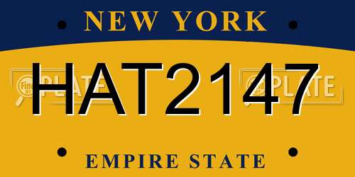 HAT2147 New York License Plate