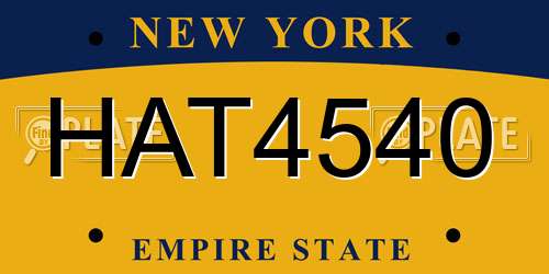 HAT4540 New York License Plate