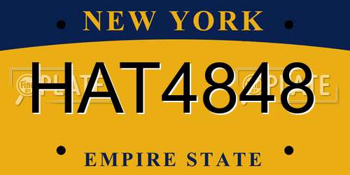 HAT4848 New York License Plate