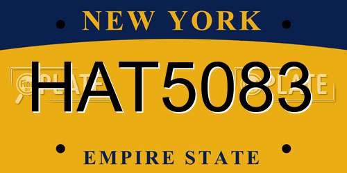HAT5083 New York License Plate