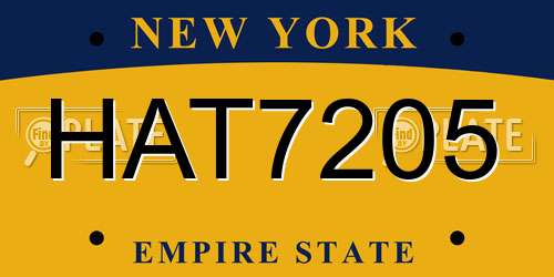 HAT7205 New York License Plate