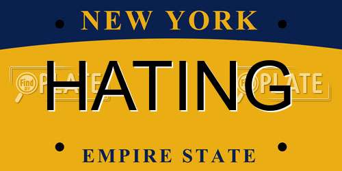 HATING New York License Plate