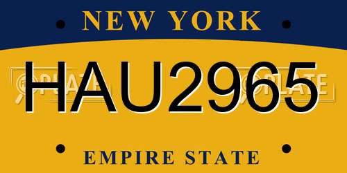 HAU2965 New York License Plate
