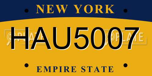HAU5007 New York License Plate