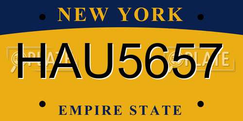 HAU5657 New York License Plate