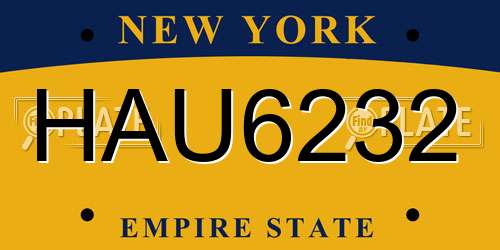 HAU6232 New York License Plate