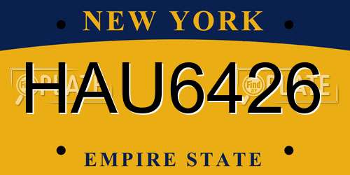 HAU6426 New York License Plate