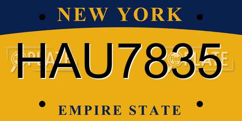 HAU7835 New York License Plate
