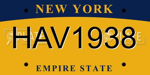 HAV1938 New York License Plate
