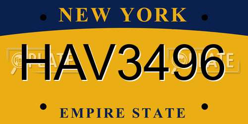HAV3496 New York License Plate