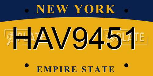 HAV9451 New York License Plate