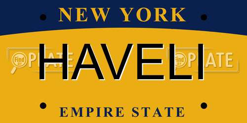 HAVELI New York License Plate