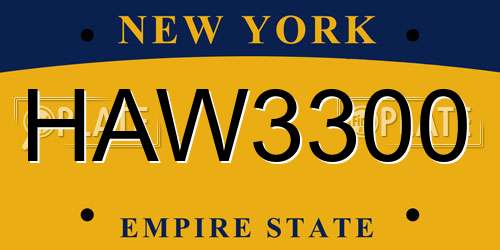 HAW3300 New York License Plate