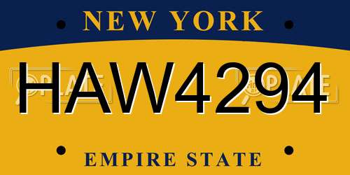 HAW4294 New York License Plate