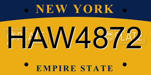 HAW4872 New York License Plate