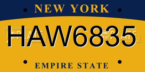 HAW6835 New York License Plate